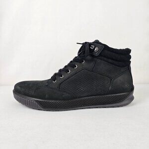 ECCO Bypath Tred Black Leather Lace Up Sherpa Lined Hi Top Sneakers Size 12